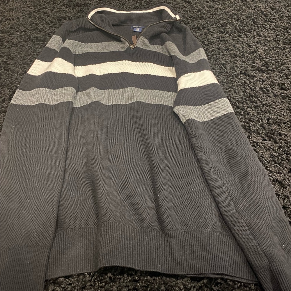 British khaki mens medium half zip sweater